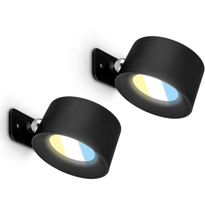 foto del prodotto briloner set di 2 applique tari senza collegamento alla corrente, dimmerabili, touch, orientabili, rimovibili magneticamente, nero, 8,7 x 7,5 x 4,8