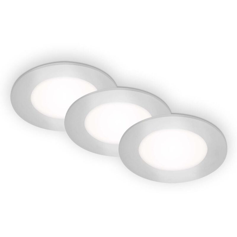 foto del prodotto briloner set di 3 luci led da incasso a soffitto, luci da incasso ultrapiatte, faretti da incasso, luce bianca neutra, cromo opaco, 86x30 mm dxh 