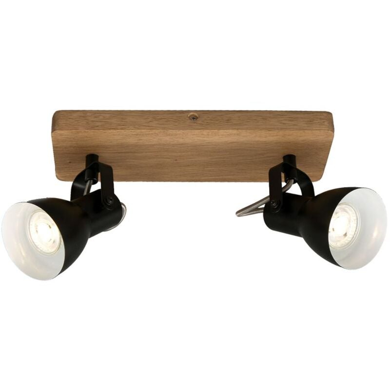 foto del prodotto briloner spot da soffitto retro orientabile e girevole 2x gu10 35w legno metallo nero