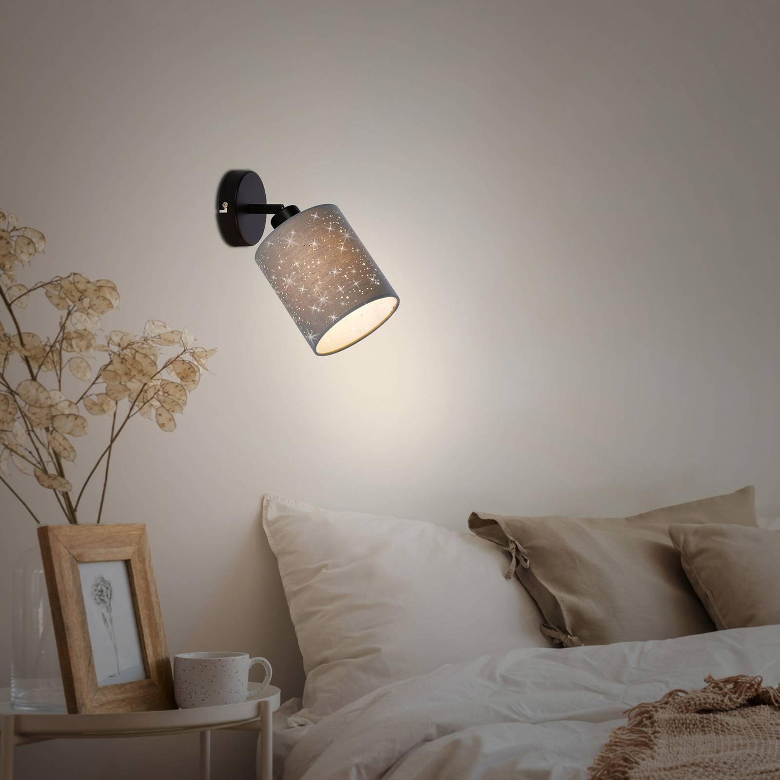 foto del prodotto briloner spot parete stofa effetto stelle, 1 luce, grigio