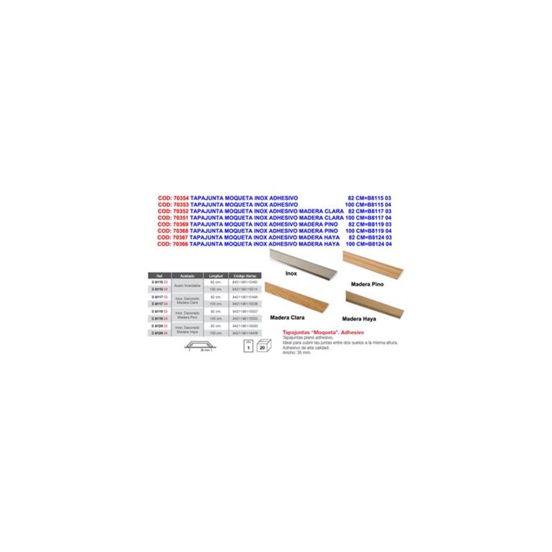 foto del prodotto brinox scossalina in acciaio inox per moquette aderente su legno chiaro 82 cmb8117 03