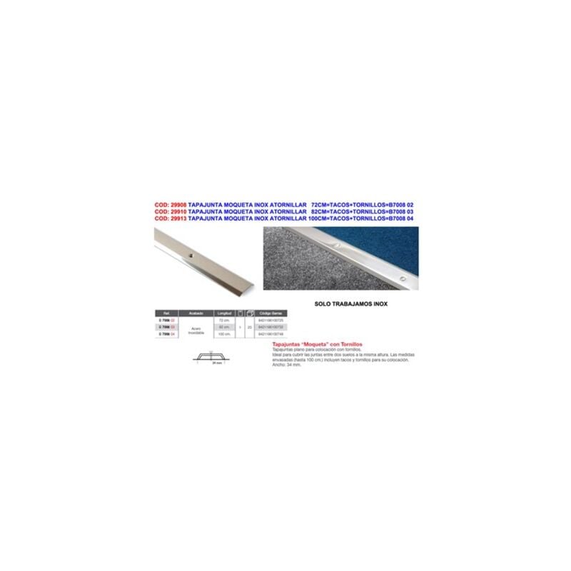foto del prodotto brinox scossalina per tappeti avvitabile in acciaio inox da 100 cm tasselli e viti 7008 04