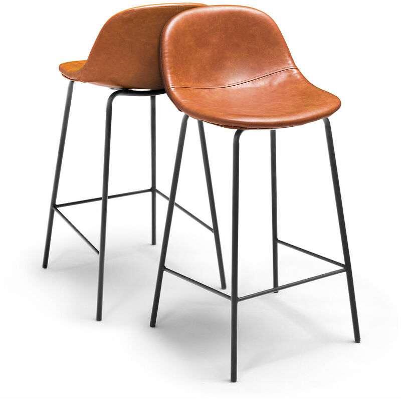 foto del prodotto bristol coppia di sgabelli di design in leatherette cuoio