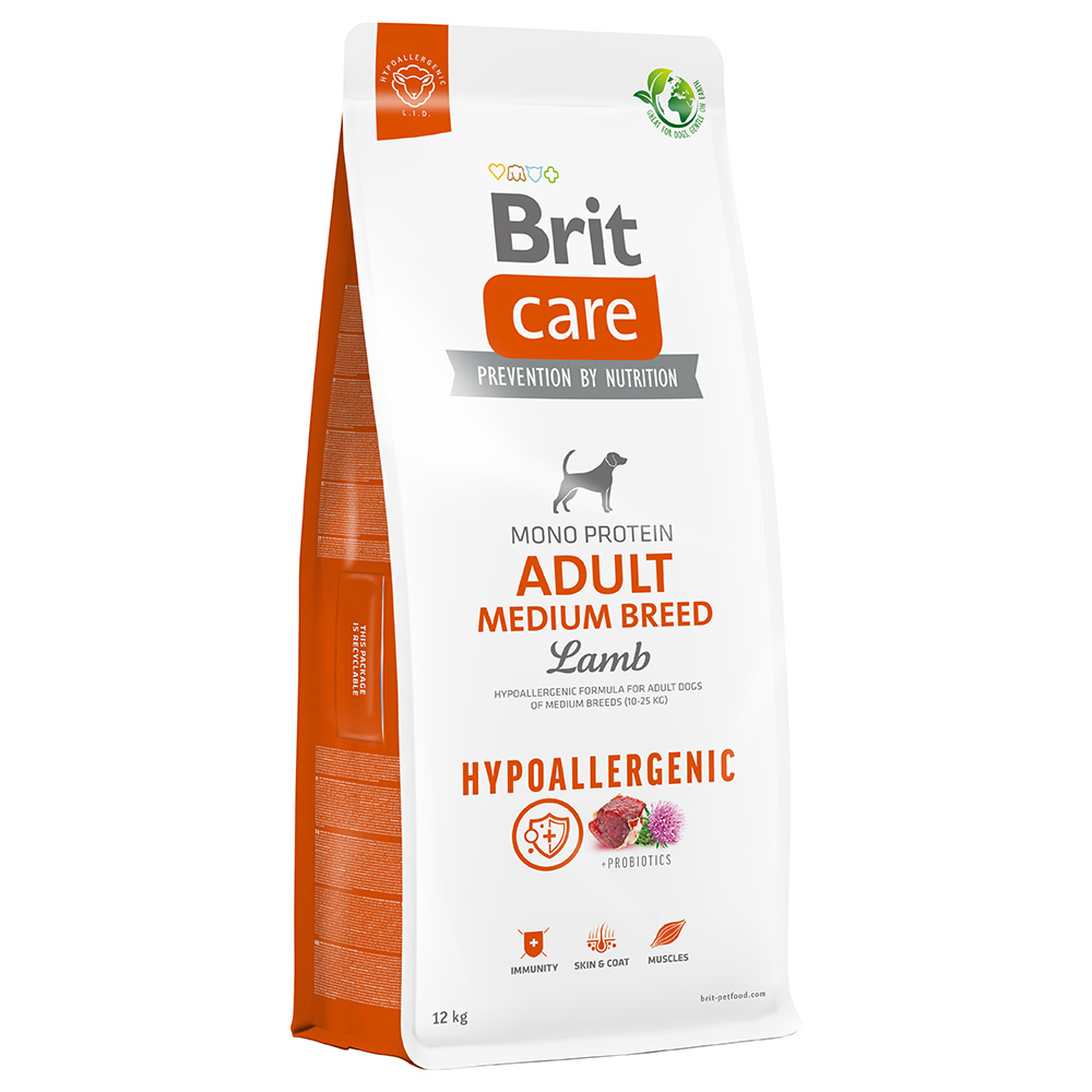 foto del prodotto brit care hypoallergenic adult medium breed agnello riso crocchette cane 12 kg