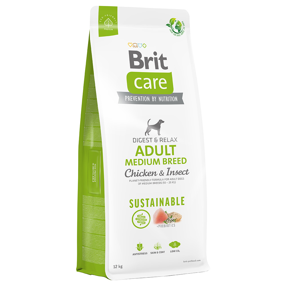 foto del prodotto brit care sustainable adult medium breed pollo insetti crocchette cane 12 kg