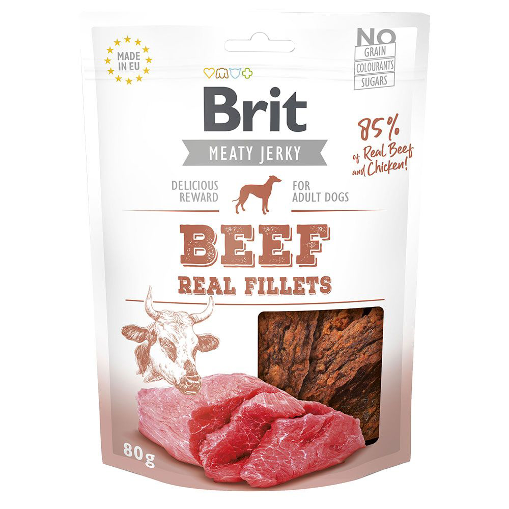 foto del prodotto brit jerky fillets manzo snack cane 80 g