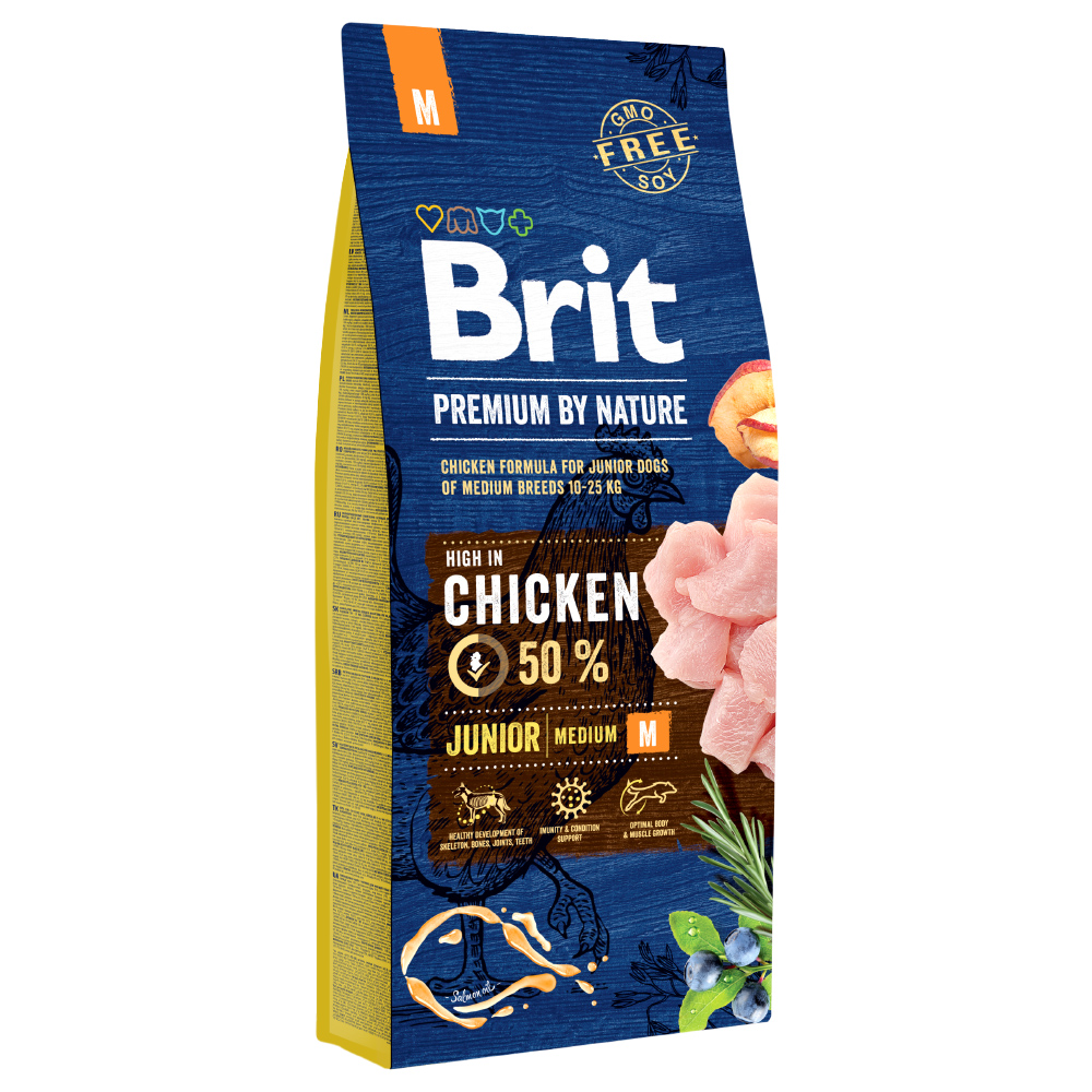 foto del prodotto brit premium by nature junior m crocchette cane 15 kg