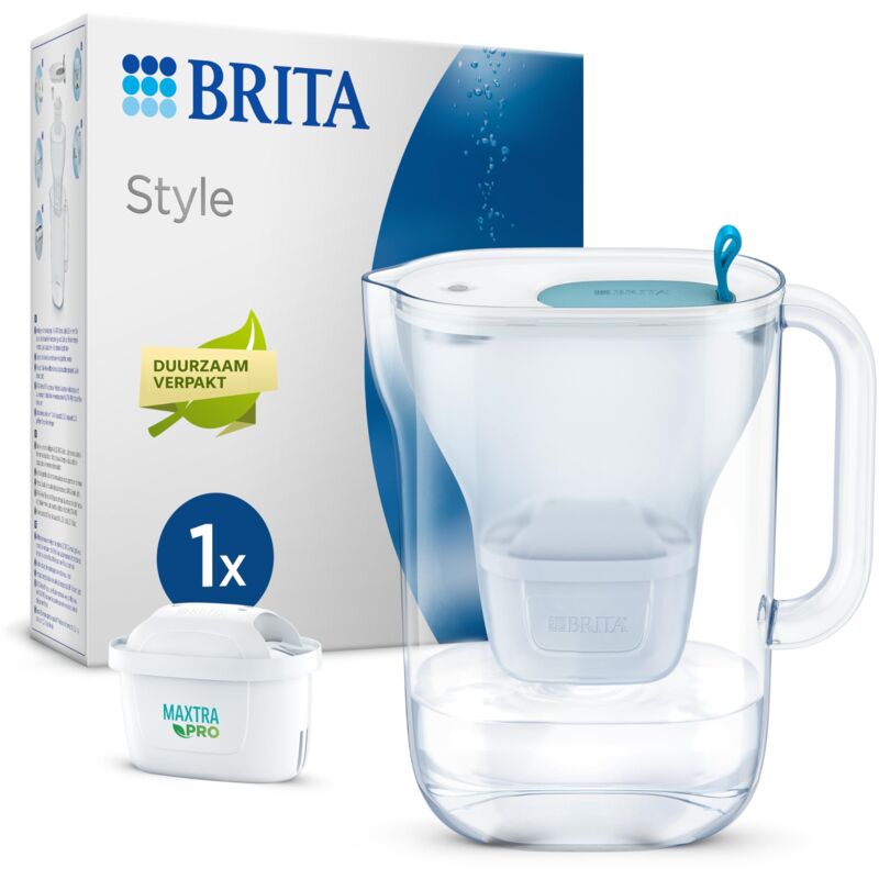 foto del prodotto brita caraffa filtrante style blue 2,4 l con 1 cartuccia maxtra pro all in 1 caraffa dal design con led lti intelligente e coperchio a scatto