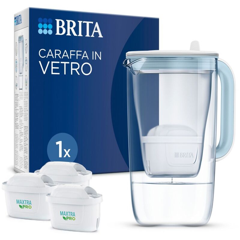 foto del prodotto brita caraffa in vetro light blue 2.5l maxtra pro all in 1 caraffa 3 filtri