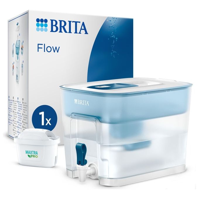 foto del prodotto brita sistema filtrante xxl flow 8.2l incl. 1 x filtro maxtra pro all-in-1 - distributore da frigorifero per famiglie e uffici, riduce cloro, calcare e impurità