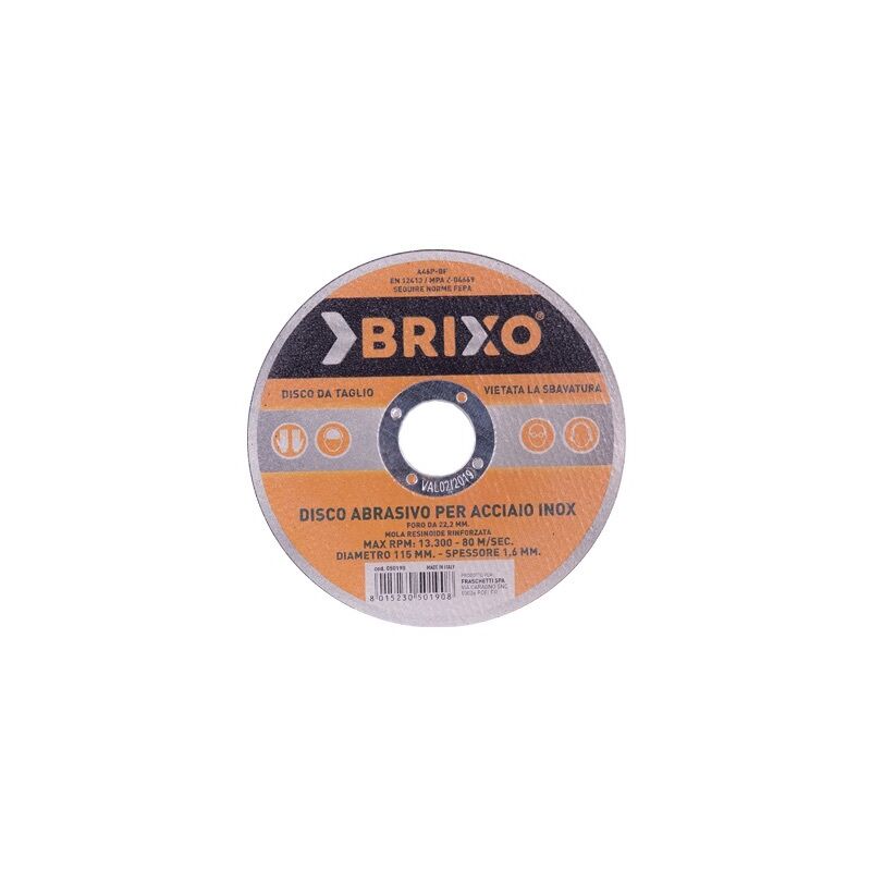 foto del prodotto brixo disco abrasivo per ferro diametro 115 spessore mm.1.00 confezione pz. 100