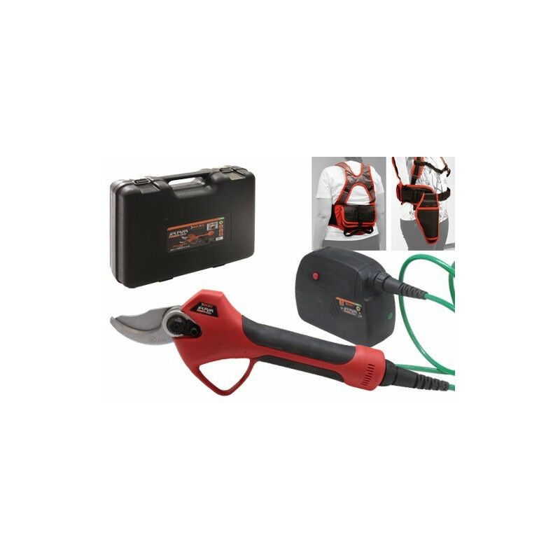 foto del prodotto brixo forbici potatrici professionali pacco batteria a spalla in zaino e fodera porta forbici 400w pro katana