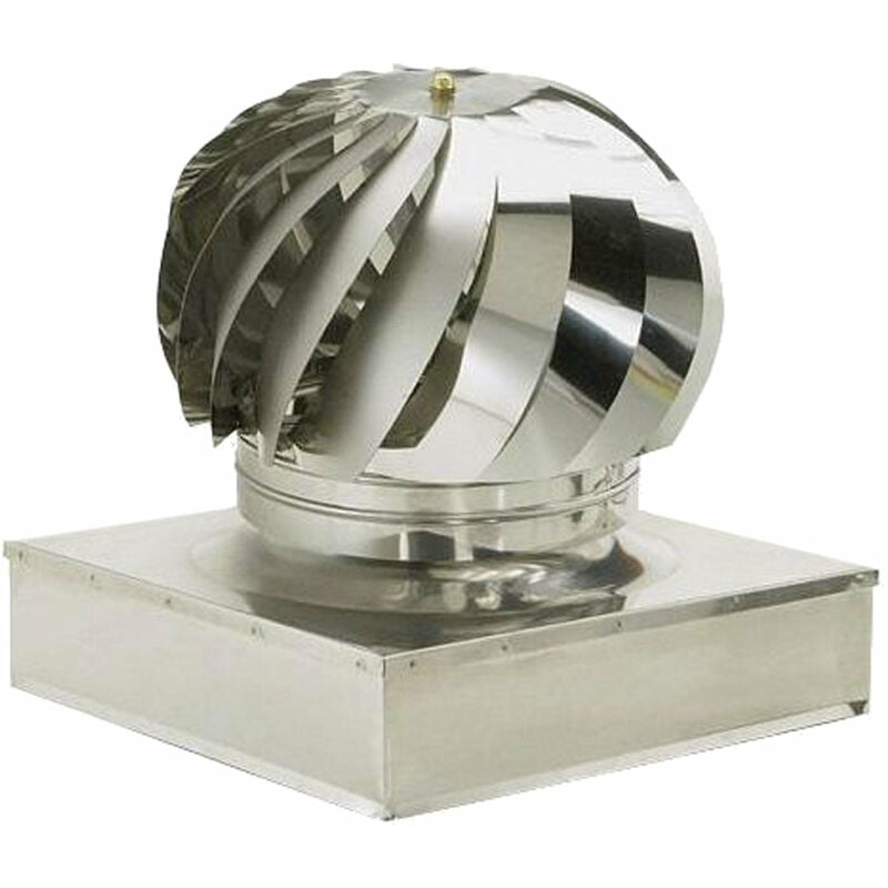 foto del prodotto brixo fumaiolo comignolo girevole quadrato e rettangolare in acciaio inox con base bassa base quadrata 32x32 cm