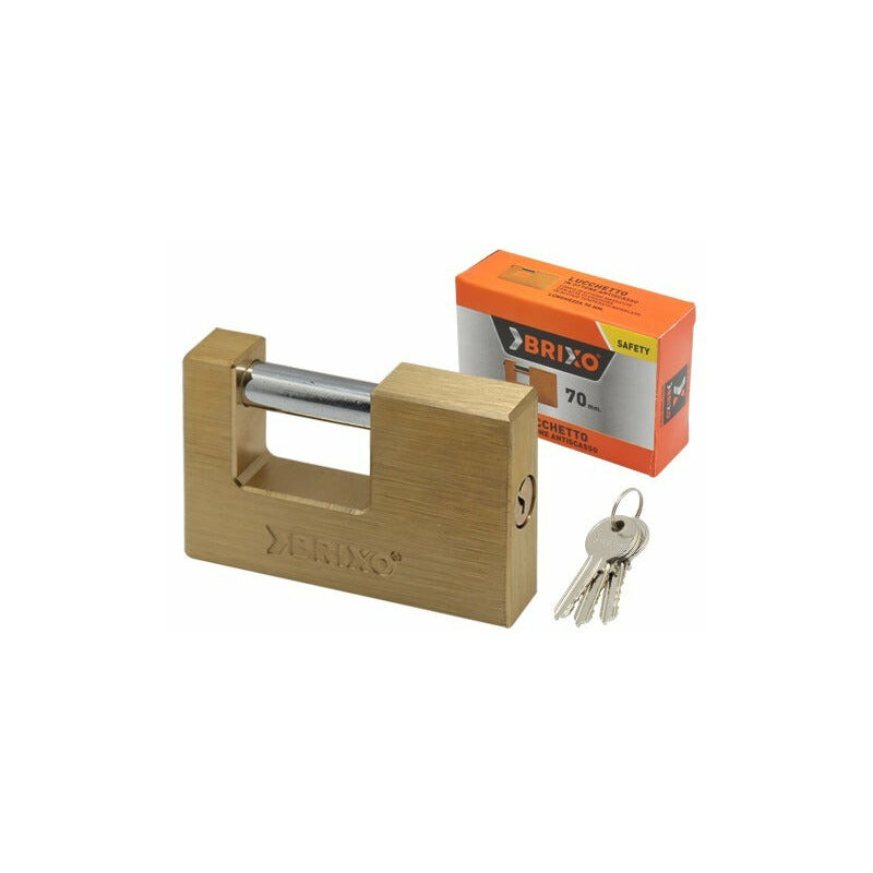 foto del prodotto brixo lucchetto antiscasso in ottone e asta in acciaio 90 mm.