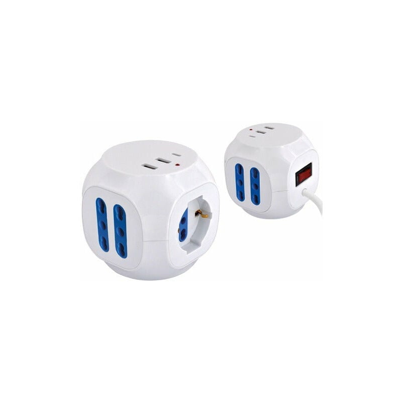 foto del prodotto brixo multipresa a cubo con interruttore 5 posti 2 usb 1 tipo c