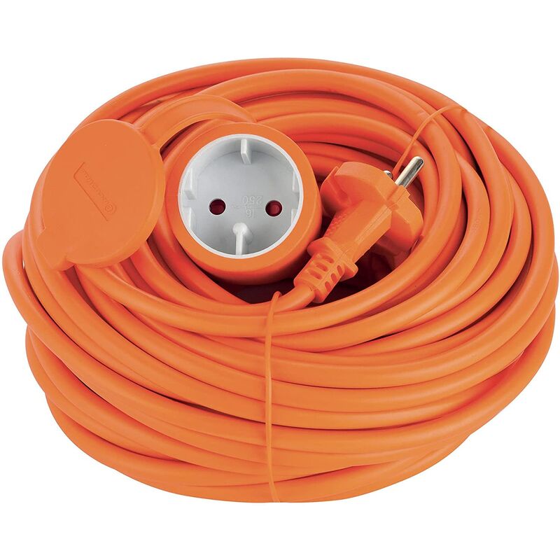 foto del prodotto brixo prolunga da giardino classe ii arancione presa europea 20 mt