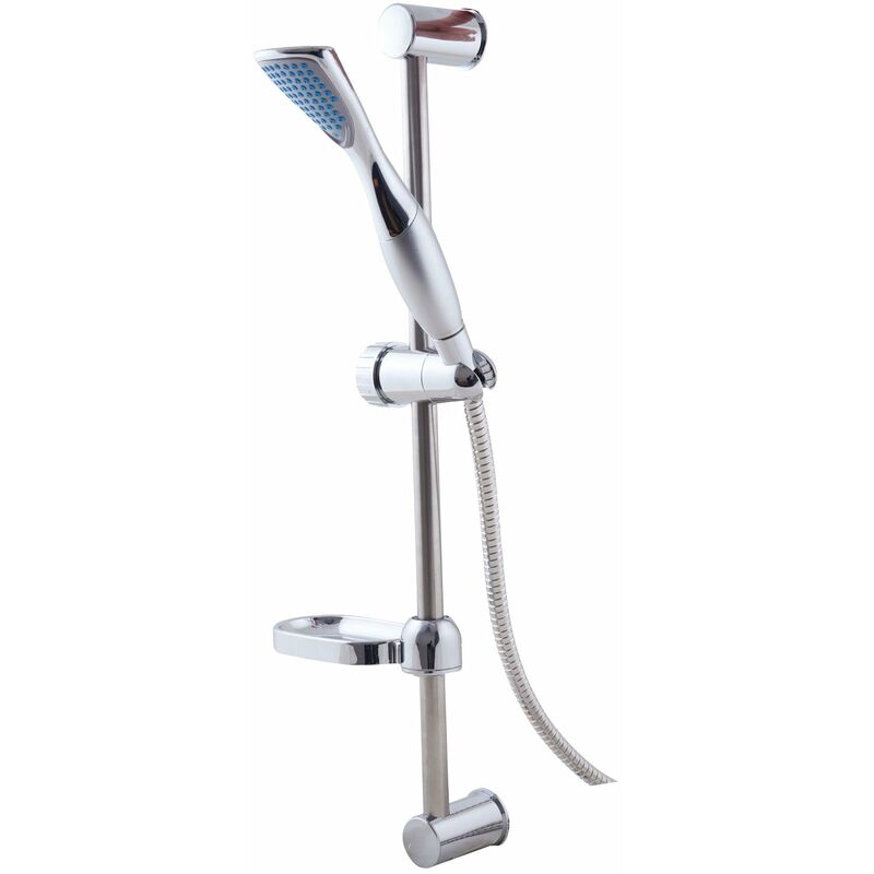foto del prodotto brixo saliscendi con doccino portasapone e soffione doccia amazon cromo