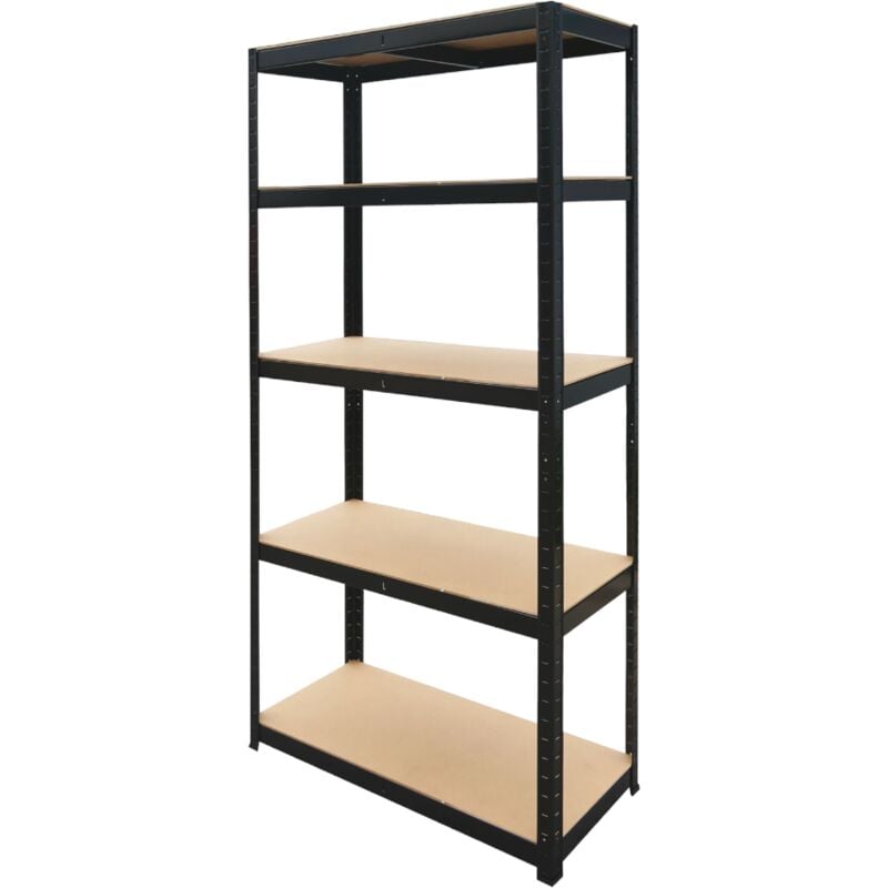 foto del prodotto brixo scaffale in acciaio in kit 5 piani in mdf ad incastro black 150 kg