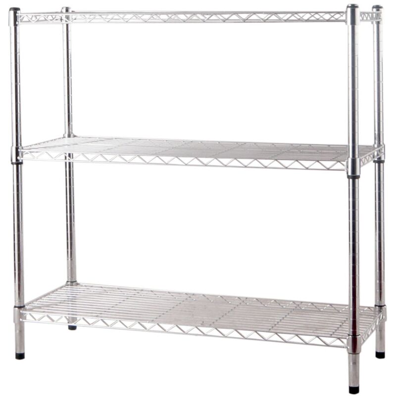 foto del prodotto brixo scaffale in kit in acciaio cromato con piedi regolabili per casa e ufficio 3 o 5 ripiani 5 ripiani 90x35xh180 cm