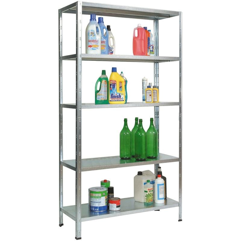 foto del prodotto brixo scaffale in kit metallo zincato rinforzato 5 piani ad incastro click clack