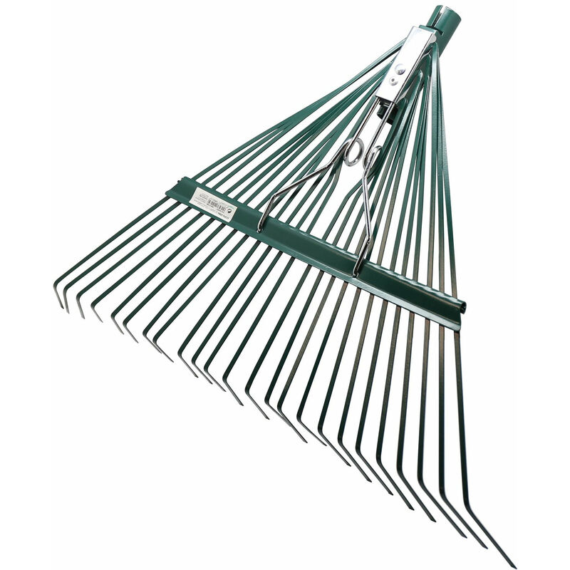 foto del prodotto brixo scopa rastrello resistente da giardino per erba e foglie 24 denti senza manico rack