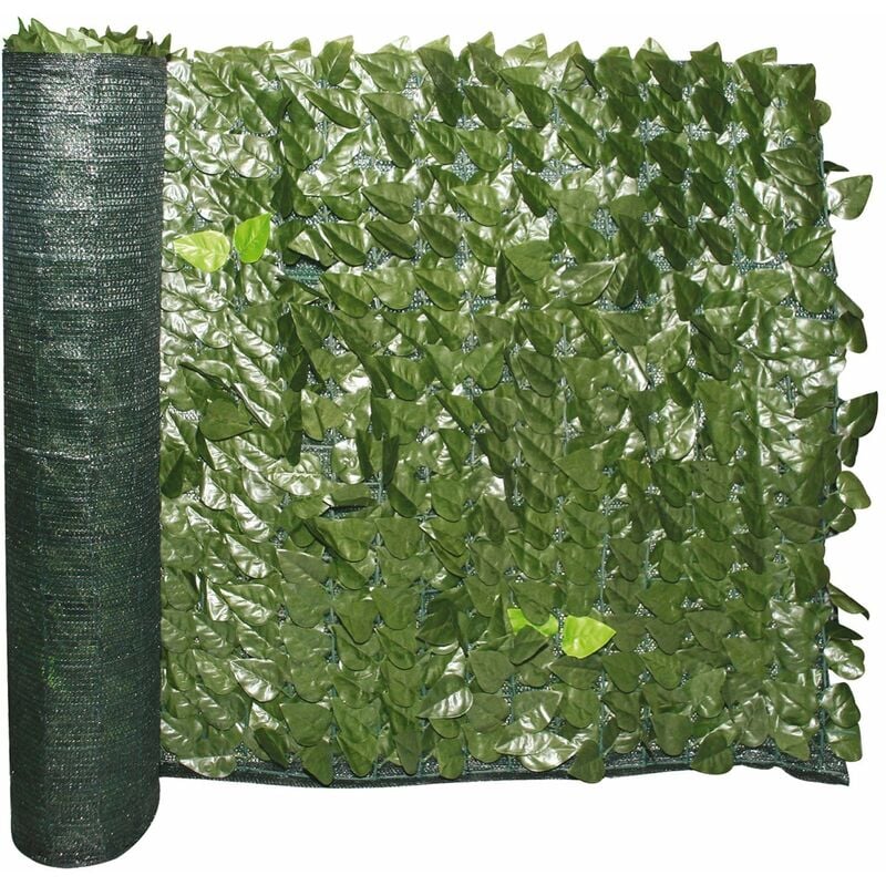 foto del prodotto brixo siepe artificiale ornamentale con stuoia oscurante lauro verde lunghezza 3 mt 1x3 mt