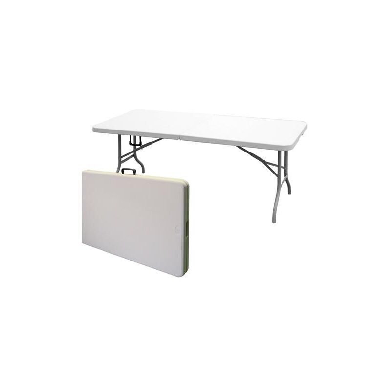 foto del prodotto brixo - tavolo pieghevole a valigetta 122x61xh74 cm camping bianco