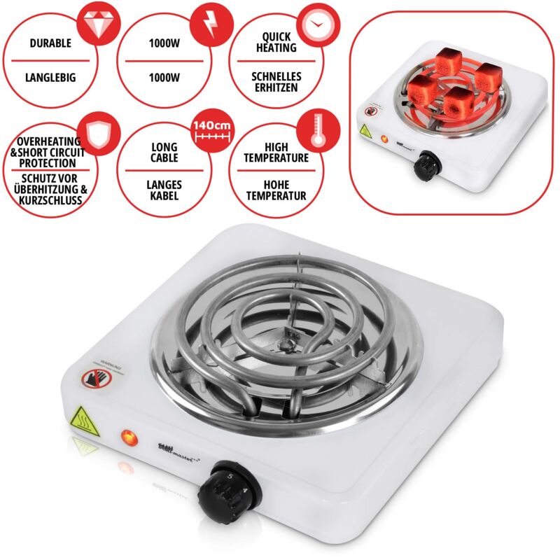 foto del prodotto broil master bruciatore a carbone per narghil 1000 w, regolatore di temperatura a 5 livelli, 22 x 24,5 x 7 cm bianco accenditore elettrico per