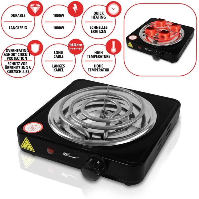 foto del prodotto broil master bruciatore a carbone per narghil 1000 w, regolatore di temperatura a 5 livelli, 22 x 24,5 x 7 cm nero accenditore elettrico per