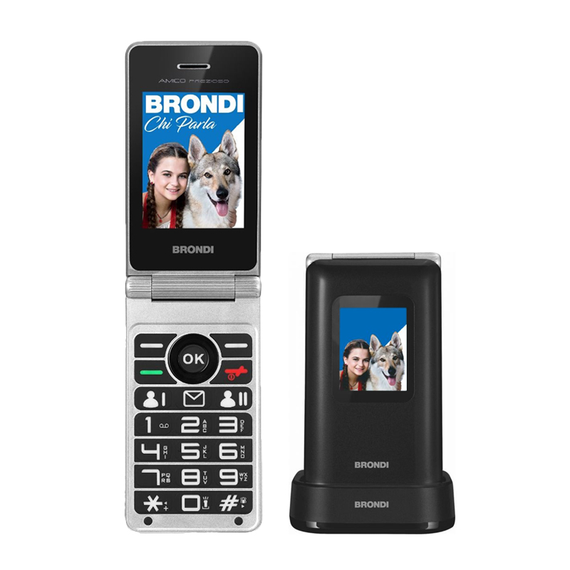 foto del prodotto brondi amico prezioso telefono cellulare senior black