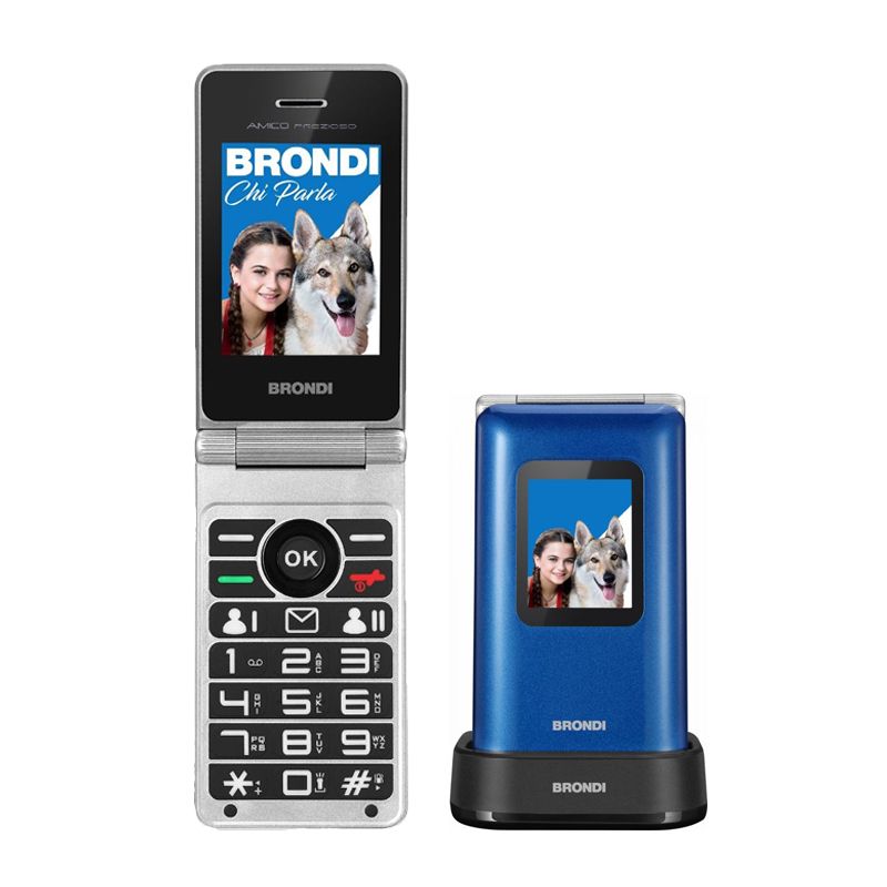 foto del prodotto brondi amico prezioso telefono cellulare senior blue metal