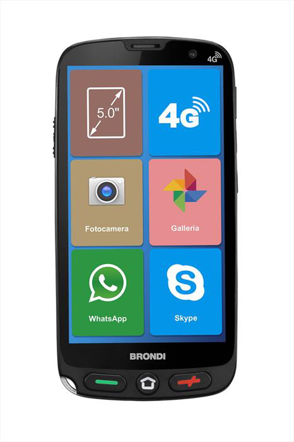 foto del prodotto brondi amico vero 4g nero flip cover smartphone per anziani tasto sos torcia gps notifica ai parenti in caso di caduta controllo remoto fotocamera base di ricarica connettivita 4g