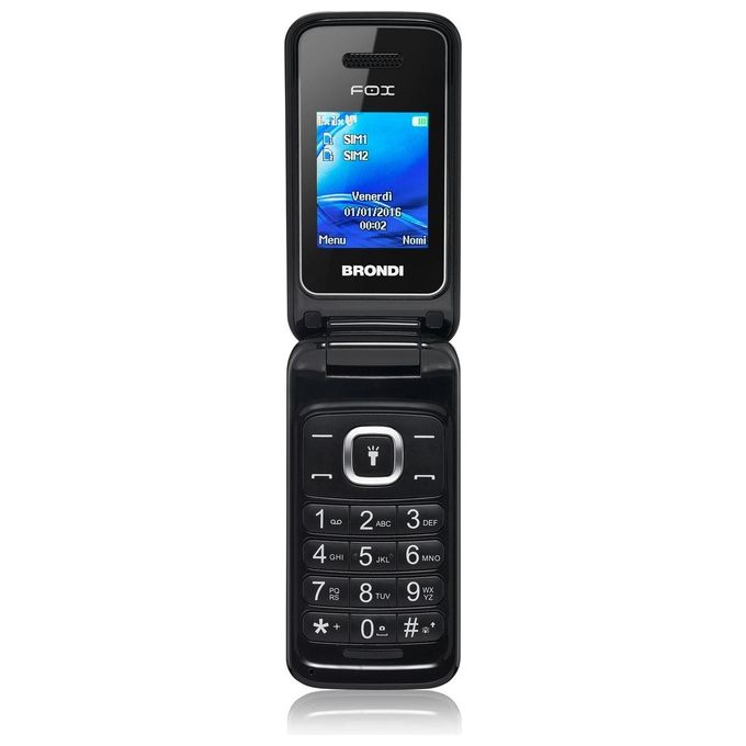 foto del prodotto brondi cellulare fox dual sim flip attivo 1,77 1.3mpx radio fm nero
