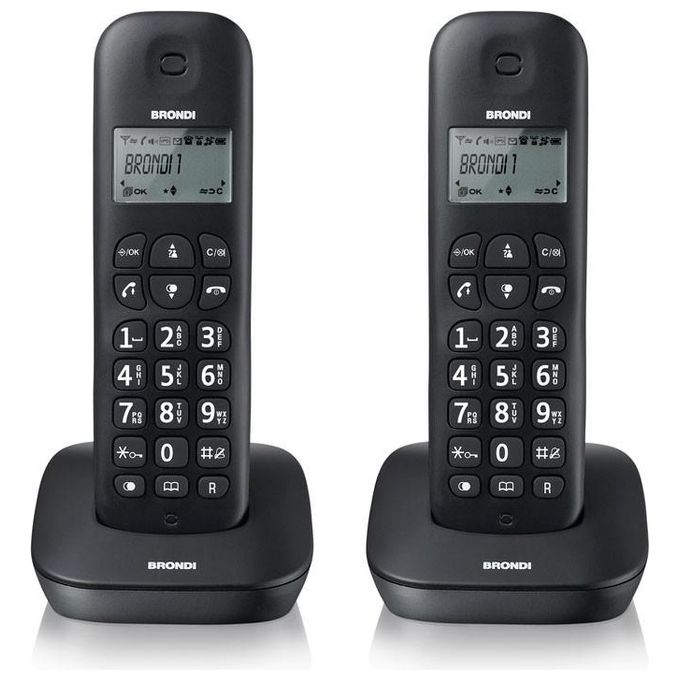 foto del prodotto brondi gala twin coppia di cordless ampio display 20 memorie id chiamante nero