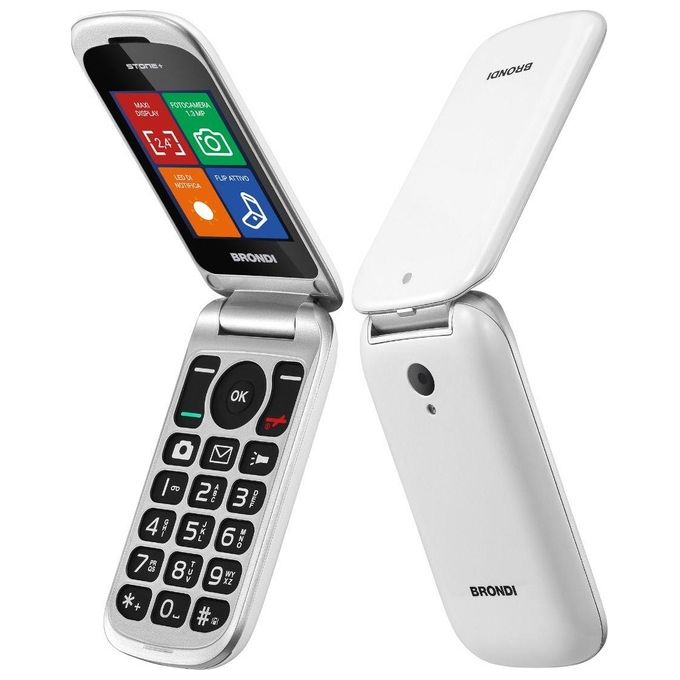 foto del prodotto brondi stone apertura a conchiglia e flip attivo dual sim 2.4'' bianco