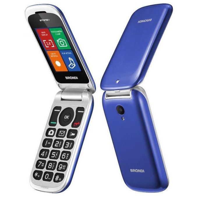 foto del prodotto brondi stone con apertura a conchiglia e flip attivo dual sim 2.4 blu