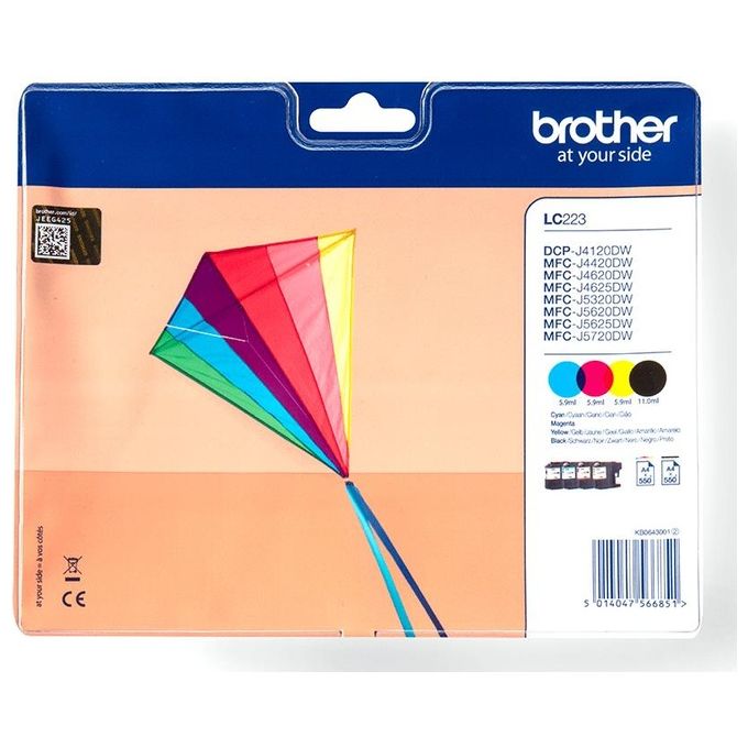 foto del prodotto brother cartucca ink-jet lc223 valbp kit 4 cart per multifunzione-j4620dw-j5320dw-j5620dw-j5720dw