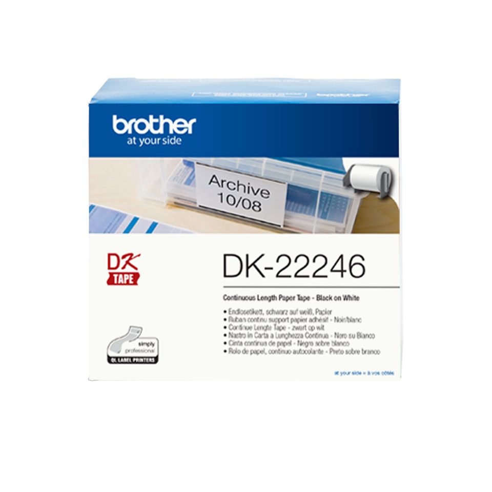foto del prodotto brother dk 22246 nastro per etichettatrice nero su bianco
