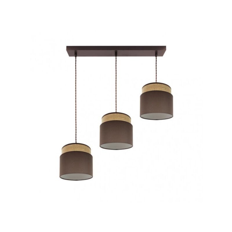 foto del prodotto brown natural lampada lineare modello kandy 3 luci a sospensione dimmerabile - fabrilamp