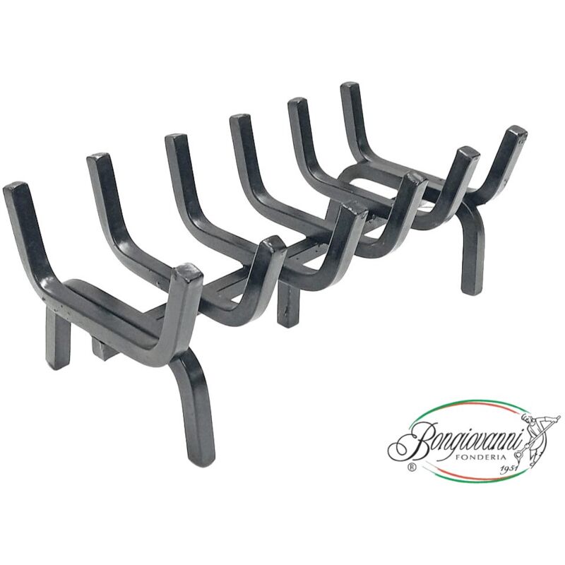 foto del prodotto brucialegna in ferro con piedino di rinforzo per barbecue stufa camino 38x20x15 h cm