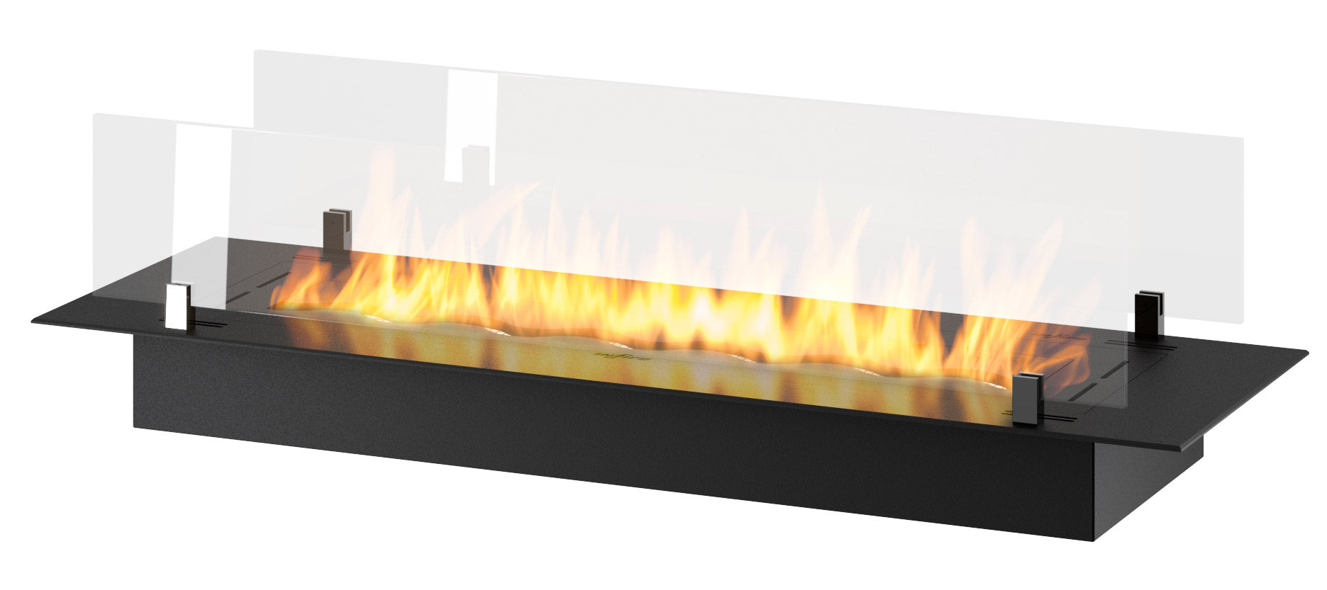 foto del prodotto bruciatore a bioetanolo da incasso 100x32x15 cm insert slim 1000 nero con vetro