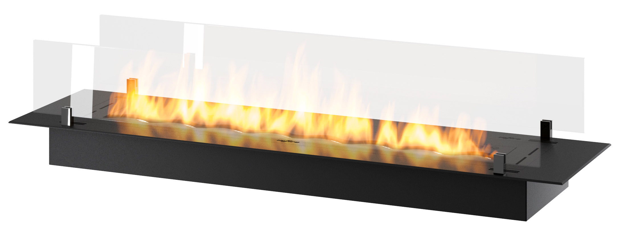 foto del prodotto bruciatore a bioetanolo da incasso 120x32x15 cm insert slim 1200 nero con vetro