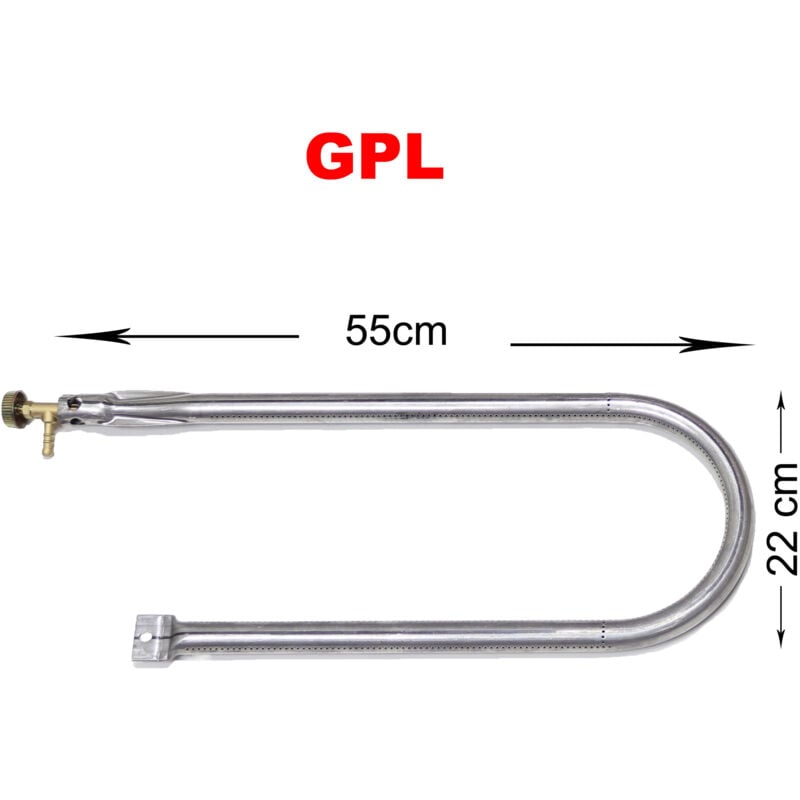 foto del prodotto bruciatore a gas gpl metano per barbecue pietra ollare piastra ghisa scegli la misura e il rubinetto 55x22 cm gpl