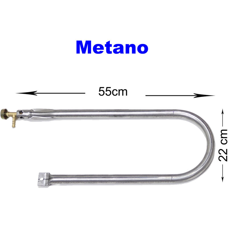 foto del prodotto bruciatore a gas gpl metano per barbecue pietra ollare piastra ghisa scegli la misura e il rubinetto 55x22 cm metano