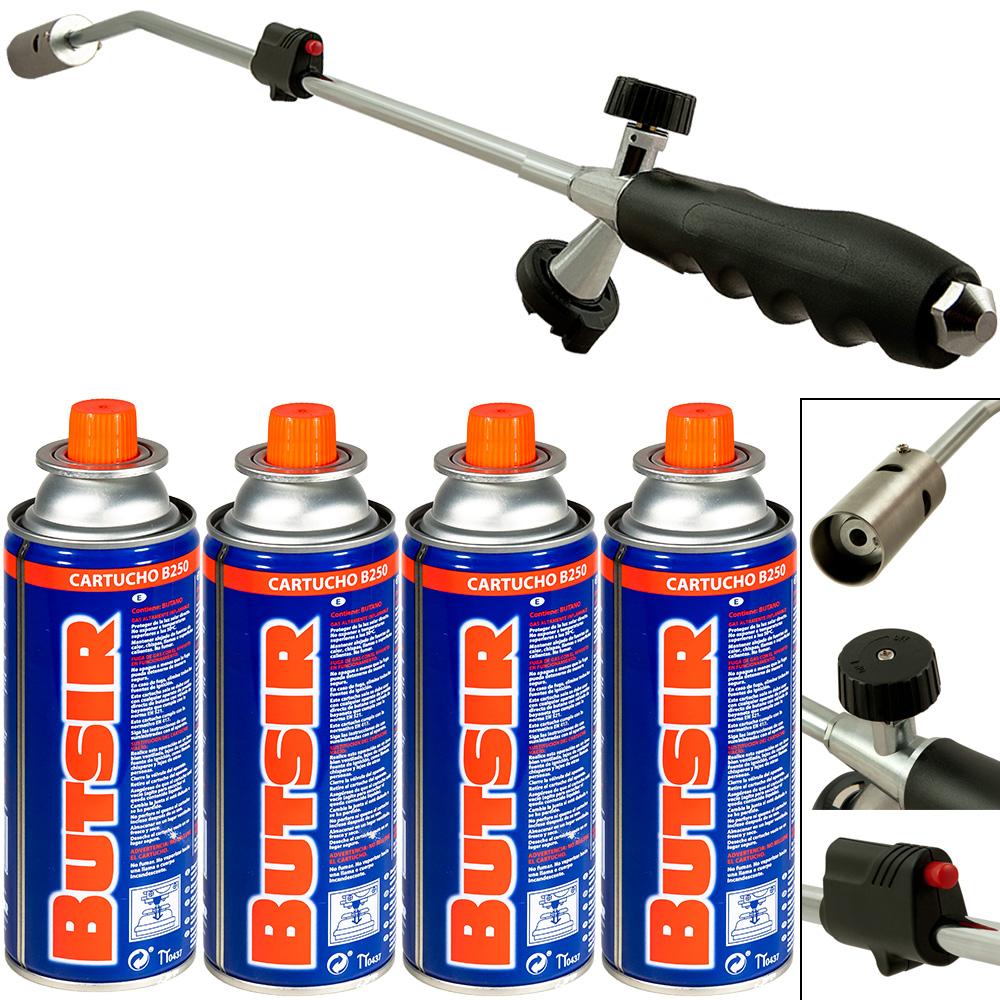 foto del prodotto bruciatore diserbante termico a gas con 4 cartucce