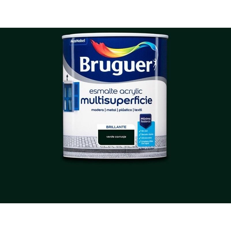 foto del prodotto bruguer carrelli smalto acrilico multisuperficie verde brillante 0,750l 5057561