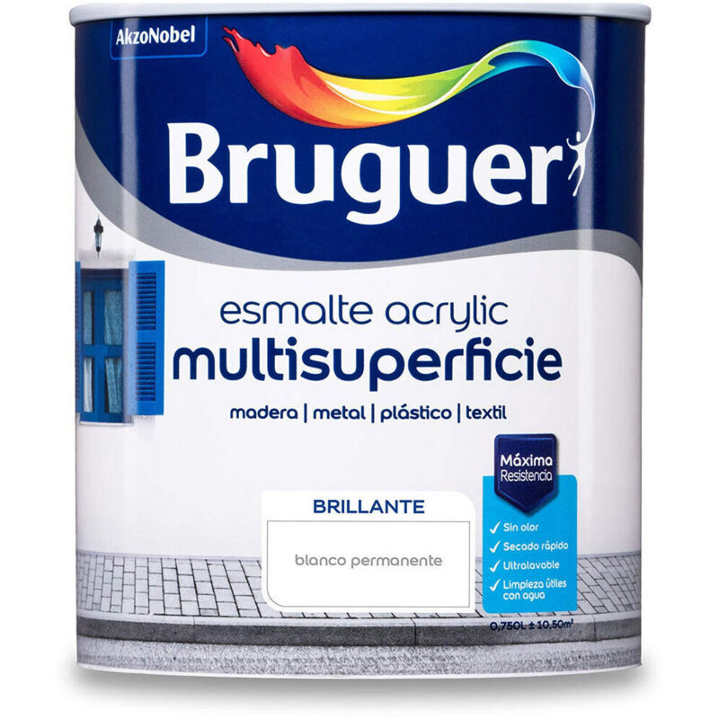 foto del prodotto bruguer - smalto acrilico multisuperficie bianco lucido permanente 0,750l 5057422
