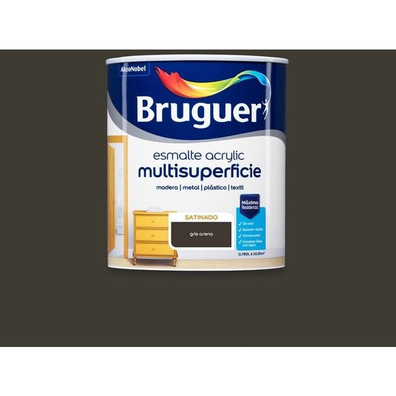foto del prodotto bruguer smalto acrilico multisuperficie satinato grigio sabbia 0,750 l 5161515