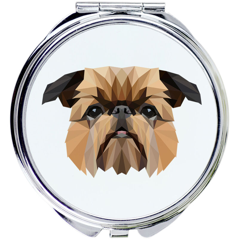 foto del prodotto brussels griffon, griffon bruxellois specchio con foto e iscrizione geometrica di art dog