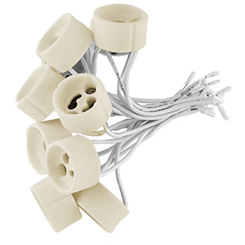 foto del prodotto bs 20pz portalampada attacco gu10 in ceramica bianco 250v max 100w porta faretto